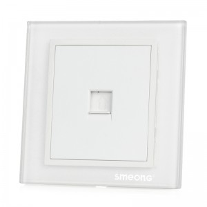 SMEONG Crystal Glass Panel Computer Wall Mount Socket Outlet White