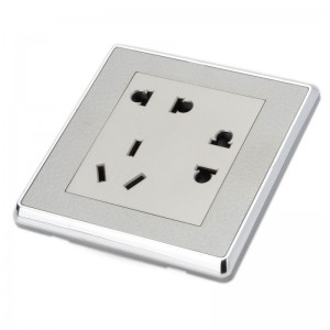 SMEONG Leather Pattern 3-Power Wall Mount Socket Outlet Metal Grey (AC 250V)
