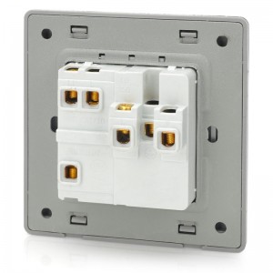 SMEONG Leather Pattern 2-Socket 1-Switch Wall Mount Socket OutletLight Champagne (AC 250V)