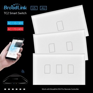 Broadlink TC2 Touching 2 Load Panel Switch Remote Wireless Light Controller US Plug