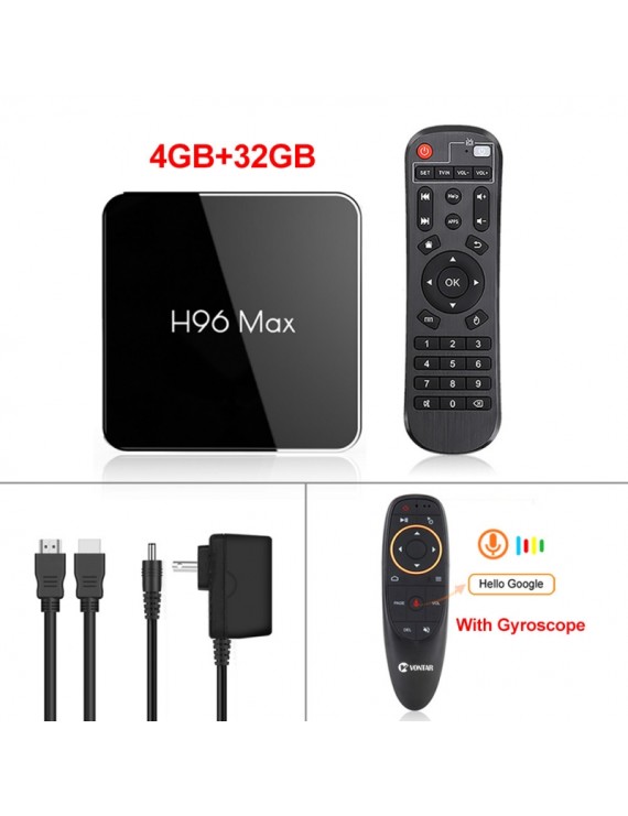 H96 MAX X2 4K 1080P TV Box Android 8.1 4GB 32GB Smart Media Players - US Plug With G10 Voice Remote Control