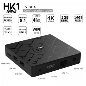 HK1 Mini Android 8.1 4K HD Wifi 2GB 16GB Smart TV BOX with D8 Pro Plus i8 Wireless Mini Keyboard - US Plug