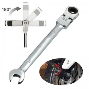11mm Flexible Pivoting Head Ratchet Combination Wrench Metric Tool