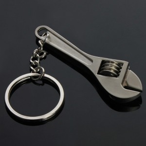 Creative Mini Tool Model Wrench Spanner Pendant Key Chain - Silver
