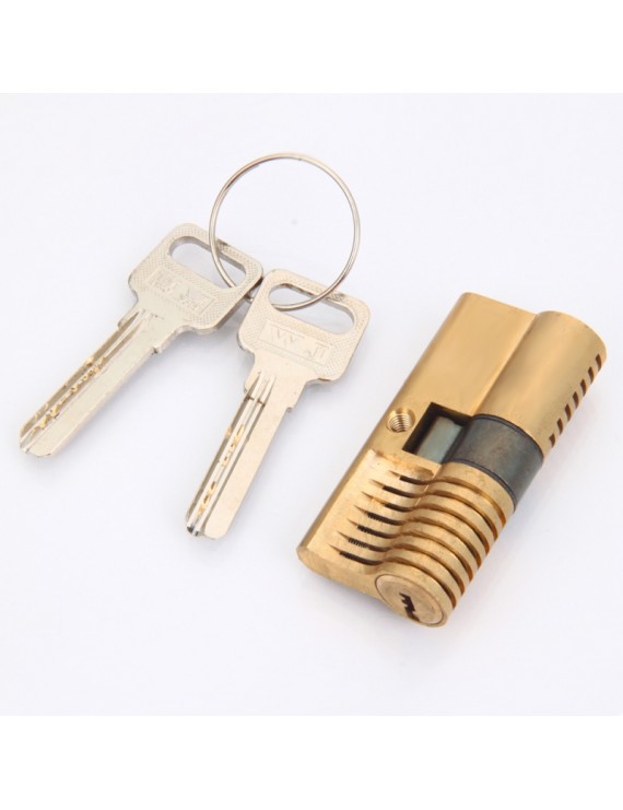 7AB Pins Cutaway Brass Both End Padlock Quick Open Practice Lock Key Locksmith