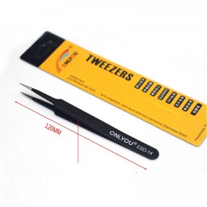 7pcs ONLYOU Precise Antistatic Stainless Tweezers Set Black & Silver