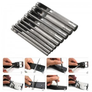 9pcs 2.5-10mm Carbon Steel Leather Hole Puncher Craft DIY Tools Silver