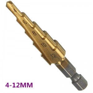 3pcs Hex Shank Titanium Coated HSS Step Drill Bit Set Metric 4-12/4-20/4-32mm