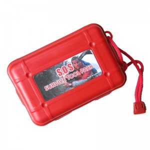 Outdoor SOS Survival Emergency Gear Kit Tool Box Red