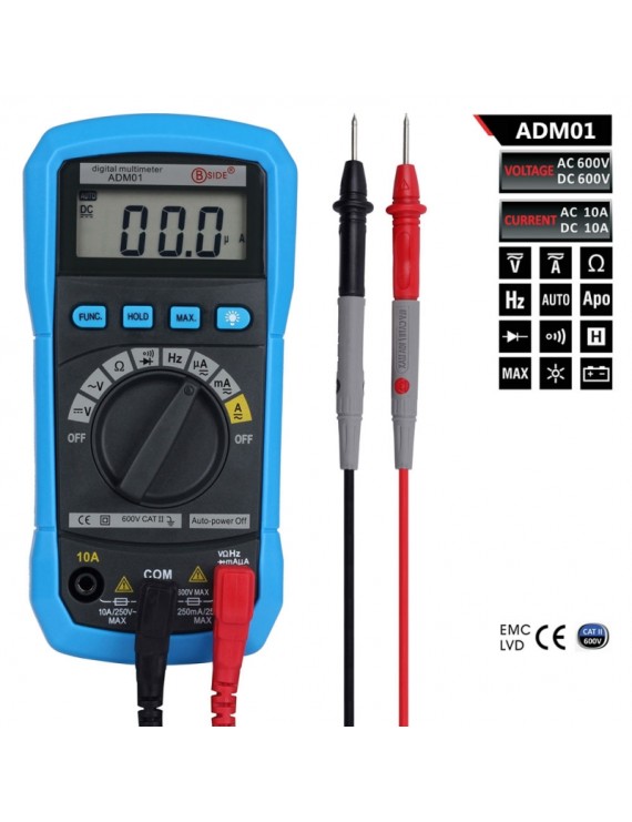 ADM01 Auto Ranging Digital LCD Clamp Multimeter Meter with Frequency AC DC Current