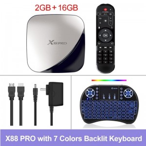 X88 PRO Android 9.0 TV BOX 4K HD Wifi 2GB + 16GB Multimedia Player - US Plug With i8 Wireless Keyboard