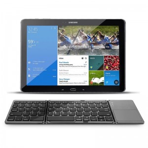 Foldable Wireless Keyboard Bluetooth Rechargeable BT Touchpad Keypad for IOS/Android/Windows ipad Tablet - Silver