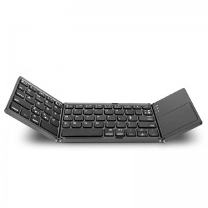 Foldable Wireless Keyboard Bluetooth Rechargeable BT Touchpad Keypad for IOS/Android/Windows ipad Tablet - Black