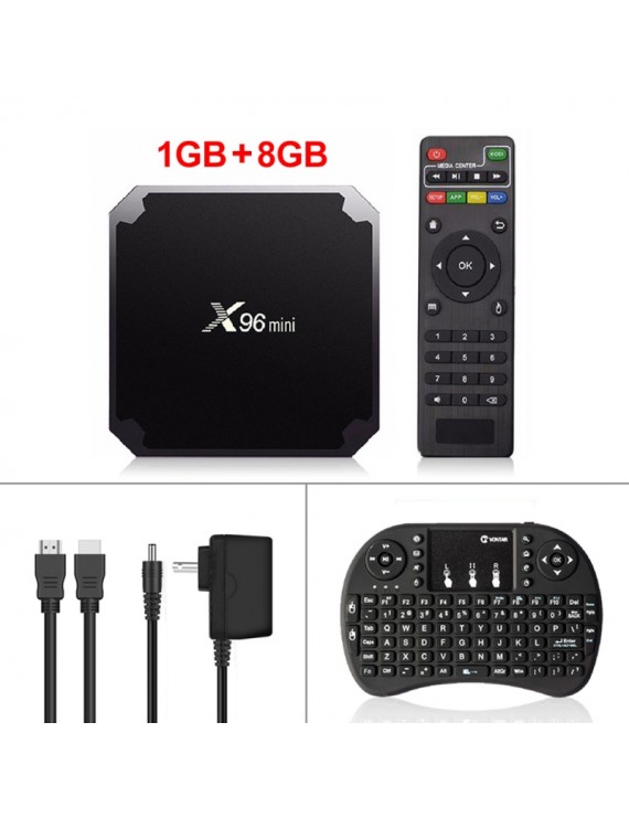 X96 Mini Android 7.1 TV BOX 1GB 8GB Amlogic S905W MultiMedia Players - US Plug With i8 Wireless Keyboard