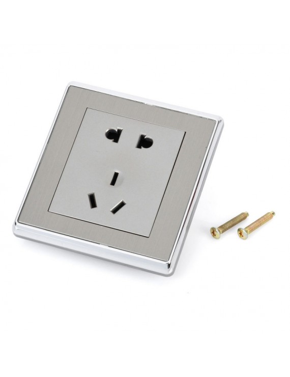 SMEONG Stainless Steel Wiredrawing Panel 5-Pin Wall Mount Power Socket Outlet Champagne