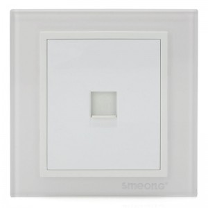 SMEONG Crystal Glass Panel Telephone Wall Mount Socket Outlet with Screws White