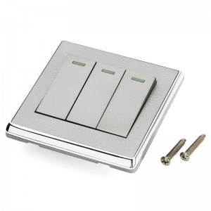 Leather Lines Panel Stainless Steel three-Gang Wall Switch - Champagne