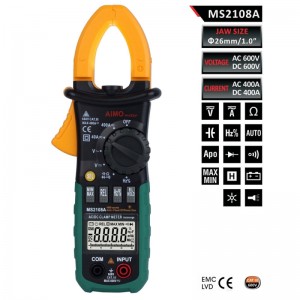 AIMOmeter MS2108A 4000 Counts Auto Ranging Digital Clamp Multimeter 400A AC DC