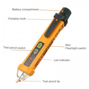 PEAKMETER 12V-1000V Non-contact AC Voltage Tester Pen w/ Flash Light
