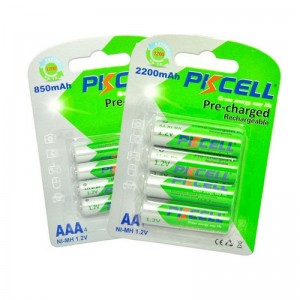 4pcs PKCELL AAA 1.2V 850mAh Rechargeable Low Self-discharge Ni-MH Batteries + 4pcs 2200mAh AA Rechargeable Batteries Green