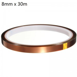 8mm x 30m High Temperature Tape Polyimide High Temperature Resistant Tape for Heat Transfer Vinyl, 3D Printing, Soldering, Masking