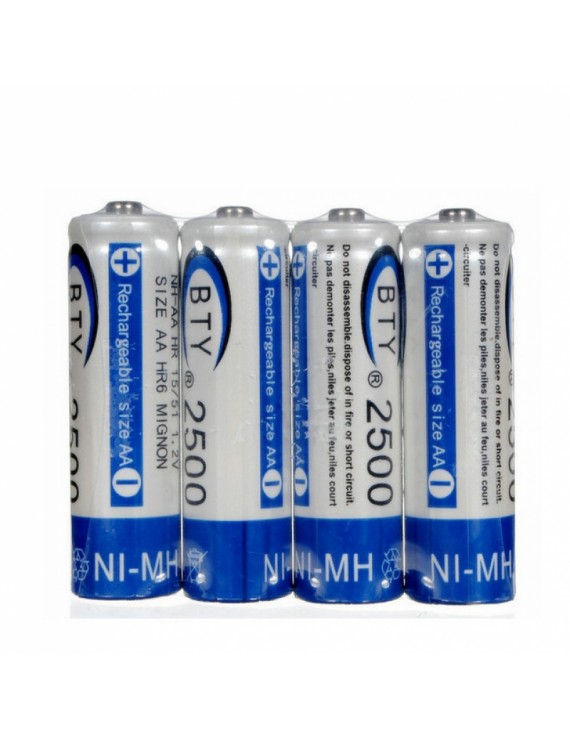 4pcs BTY 1.2V 2500mAh AA Ni-MH NiMH Rechargeable Batteries Blue