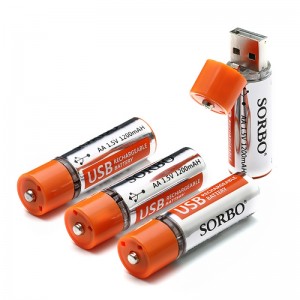 4pcs SORBO 1.5V 1200mAh USB Rechargeable Battery 1 Hour Quick Charging AA Li-po Battery