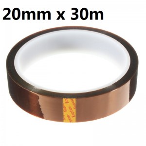 20mm x 30m High Temperature Tape Polyimide High Temperature Resistant Tape for Heat Transfer Vinyl, 3D Printing, Soldering, Masking