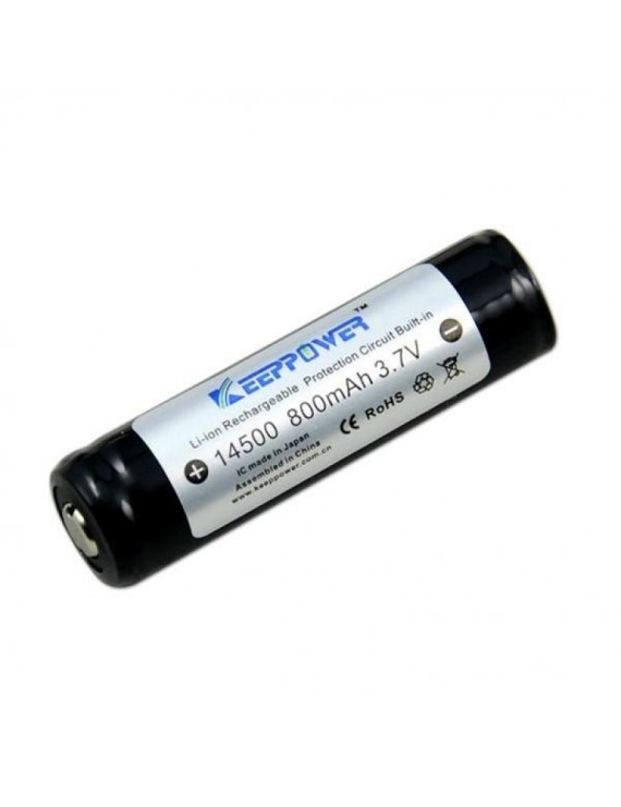 KeepPower 14500 800mAh 3.7V Protected Rechargeable Li-ion Battery Black