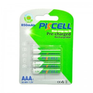 4pcs/1 Card PKCELL AAA 1.2V 850mAh Rechargeable Low Self-discharge Ni-MH Batteries