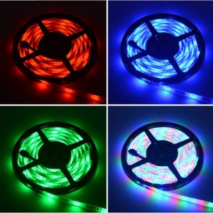 Water Resistant Flexible RGB LED Strip Light With Converter Power Adapter US Plug