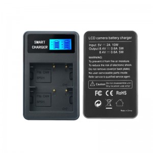 Intelligent LCD Display USB Dual Charger for Canon BP-511/511A Automatically Recognizes the Battery and Performs Smart Charging