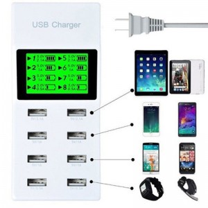 Universal 8 USB Ports LED Display Smart Charger Power Socket US Plug