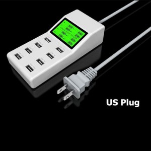 Universal 8 USB Ports LED Display Smart Charger Power Socket US Plug