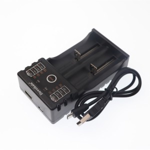 Practical 2 Sections 18650 Battery Charger with Cable Black