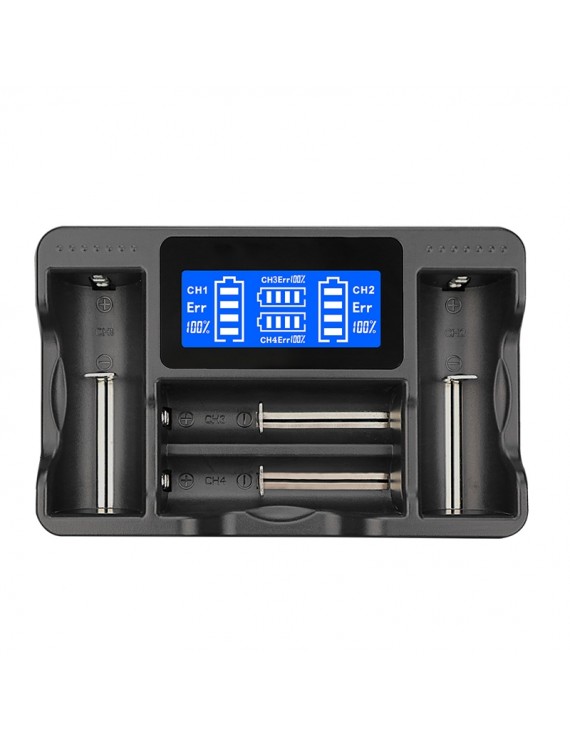 Universal Battery Charger Four-slot LCD Display Charger for Rechargeable Batteries (Micro-usb interface)