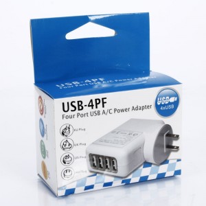 5.0V 2.1A DC 4 USB Travel Charger Adapter with 4pcs Plugs for iPhone/iPad/iPod/Samsung/HTC
