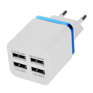 Cwxuan Flashing Fast Charging 4-USB 5V EU Plug Power Charger White