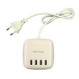 20W 100-240V 4USB 3.2A USB Charging EU Regulatory Power Strip Socket EU Plug White