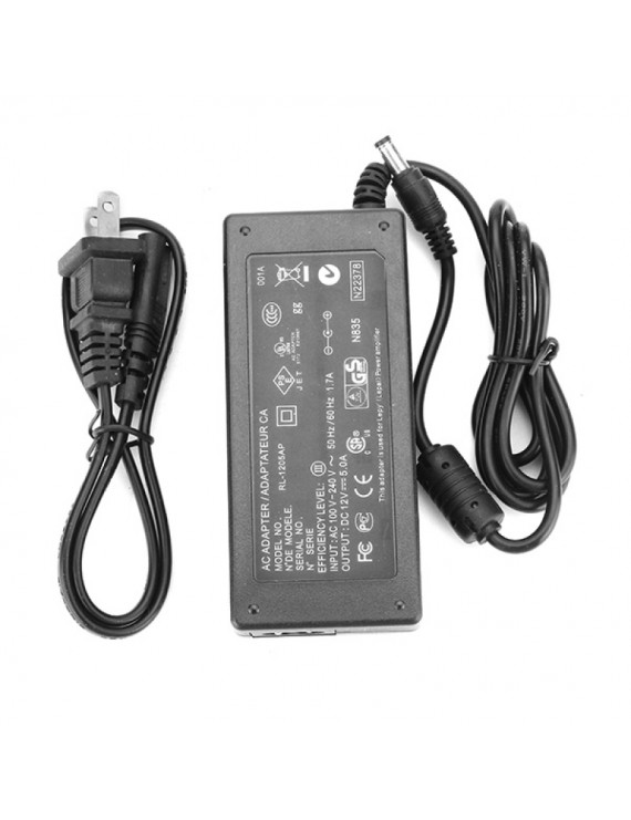 AC 100-240V to DC 12V 5A Power Supply Adapter for Lepy Amplifier Black