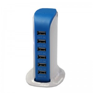 30W 6-USB 6A Sailing Style Charger USB Socket (EU Standard) Blue