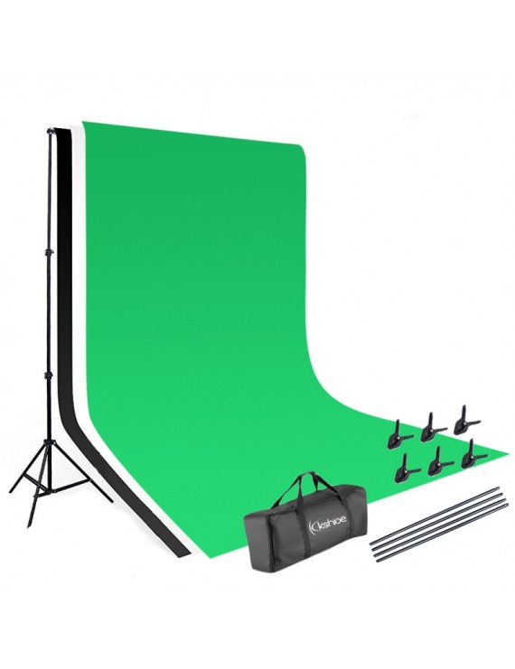 Kshioe 1.6*3m Non-woven Fabrics 2*3m Background Stand Photography Video Studio Lighting Kit Black & White & Green