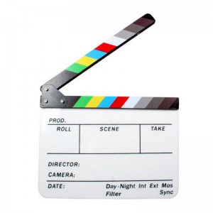 Acrylic Dry Erase Film Movie Director Clapperboard Slate with Colorful Clapstick 9.6 x 11.7"