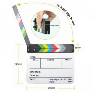Acrylic Dry Erase Film Movie Director Clapperboard Slate with Colorful Clapstick 9.6 x 11.7"