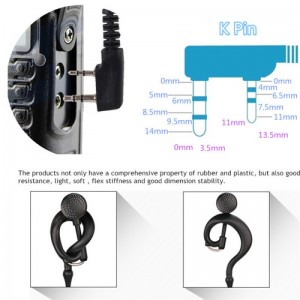 2 Pin Security Headset Earpiece Mic for baofeng bf-888s Walkie Talkie