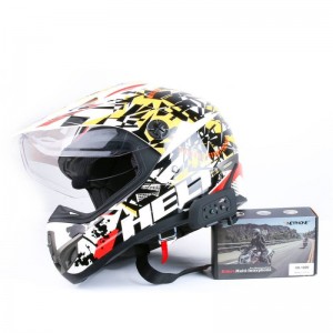 V6 Helmet Intercom 6 Riders 1200M Motorcycle Bluetooth Intercom Headset Walkie Talkie Helmet Black