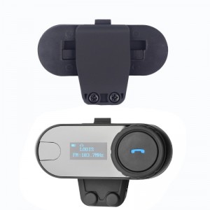 T-COM 800M LCD Motorcycle Helmet Intercom Stereo Headset with Bluetooth FM MP3 Function Black