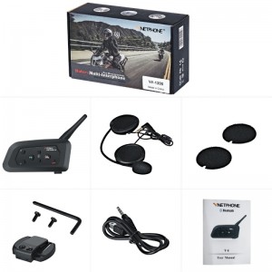 V4 4 Way Motorcycle Intercom 850mAh Cascos Inalambrico Bluetooth Helmet Headset Manos Libres Waterproof FM Radio