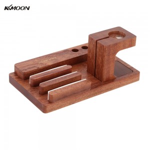 KKmoon All in 1 Bamboo Charging Stand Holder for Apple Watch iWatch 38mm 42mm All Edition for iPhone 6 6 Plus 5S 5C 5 Samsung Galaxy S6 S6 edge HTC Smartphone for iPad Tablets Pen Stand Eco-friendly Material Stylish Anti-skid Lightweight Portable Durable