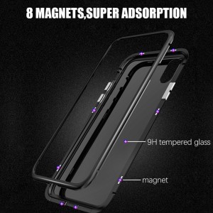Metal-rimmed Mobile Phone Case Hardened Glass Magnetic Adsorption Protection Smartphone Cover Bumper Luxury Aluminum Frame Cases for Iphone X